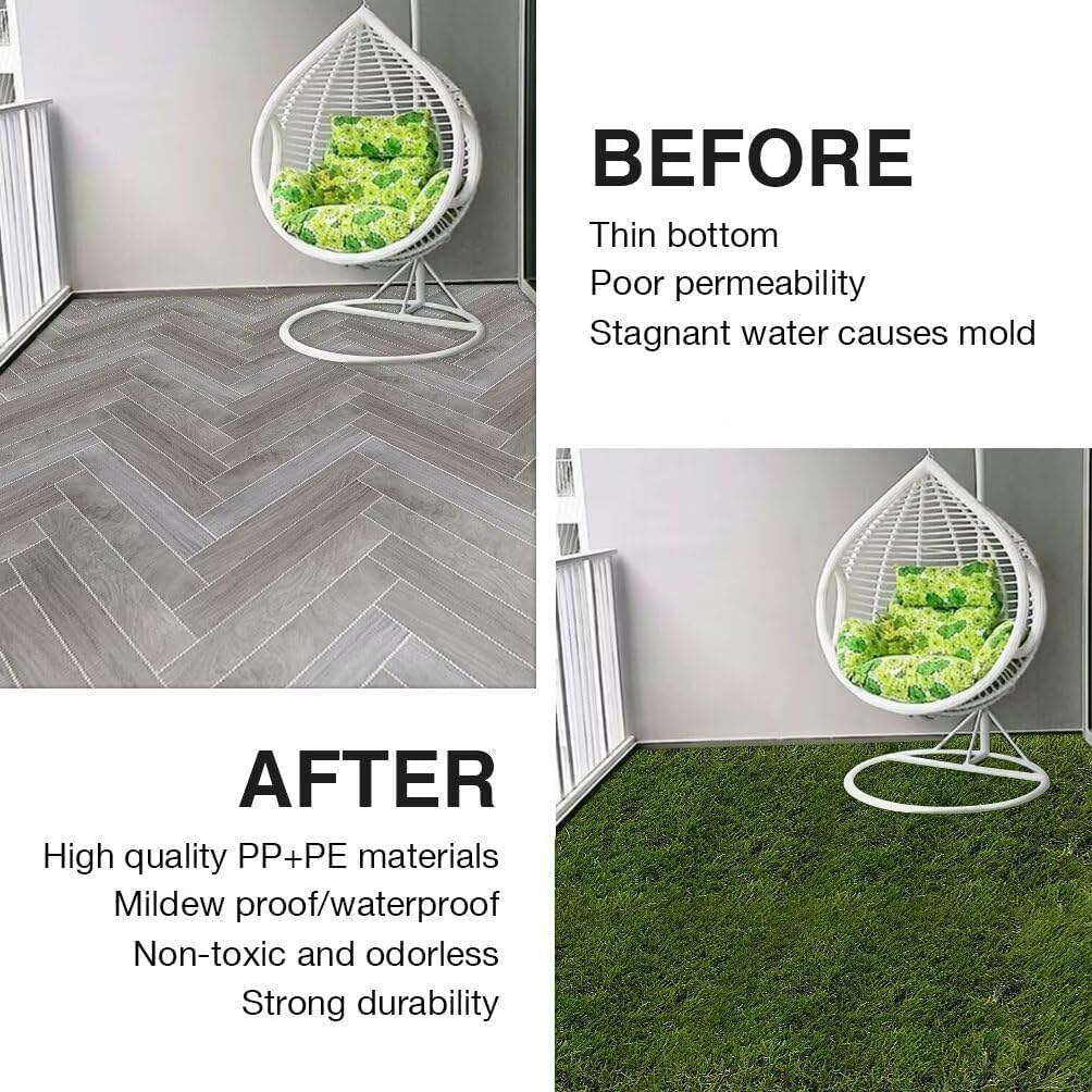Artificial Grass Turf Interlocking Deck Tiles 30x30cm Set of 9