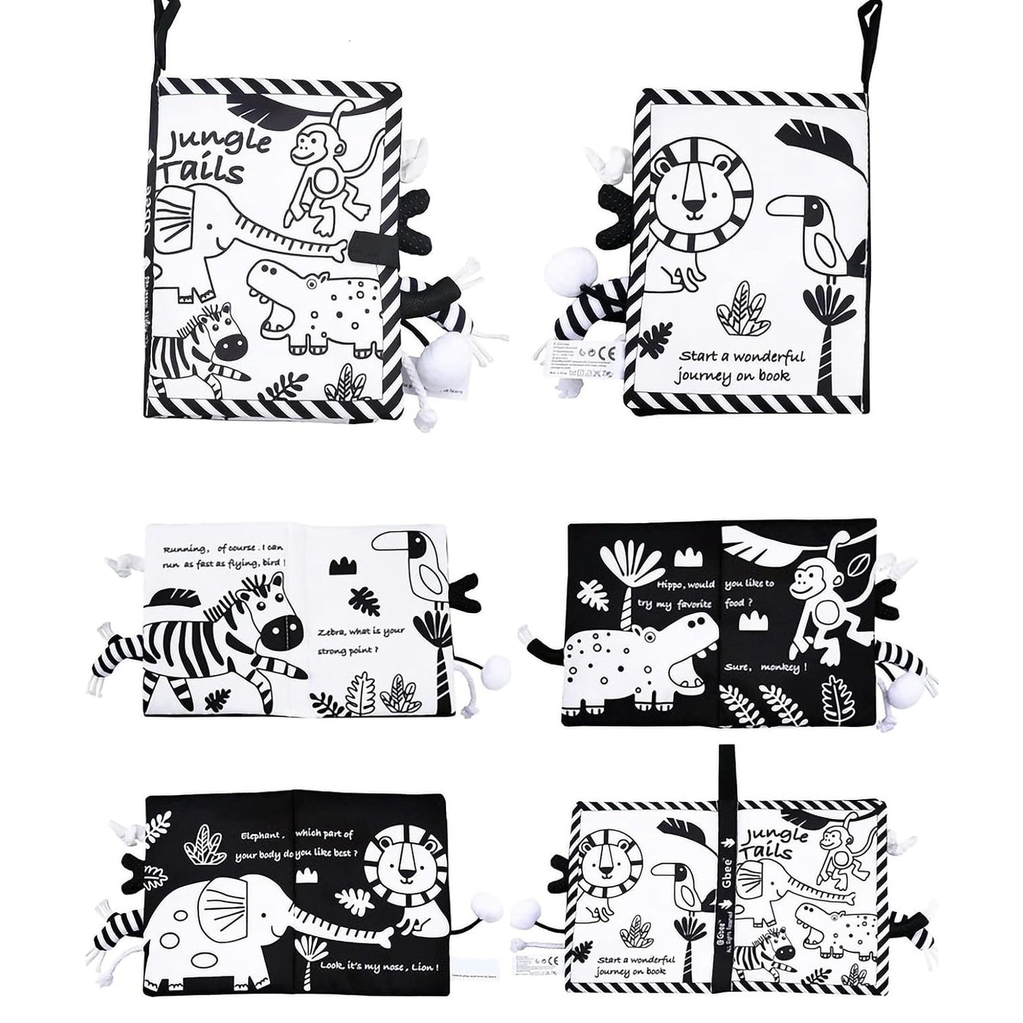 Baby Black and White Tails Book 黑白動物尾巴布書