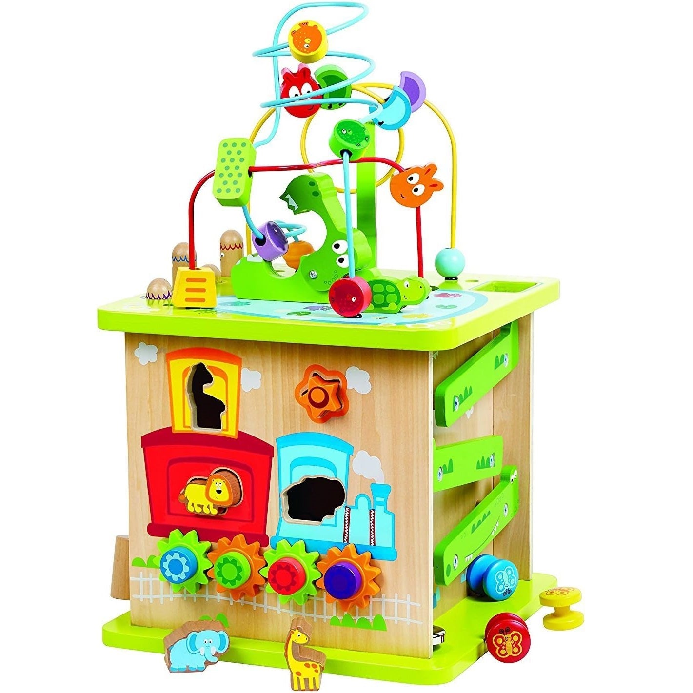 Hape Wooden Wild Safari Adventure Center Bead Wire Activity 森林動物遊戲盒