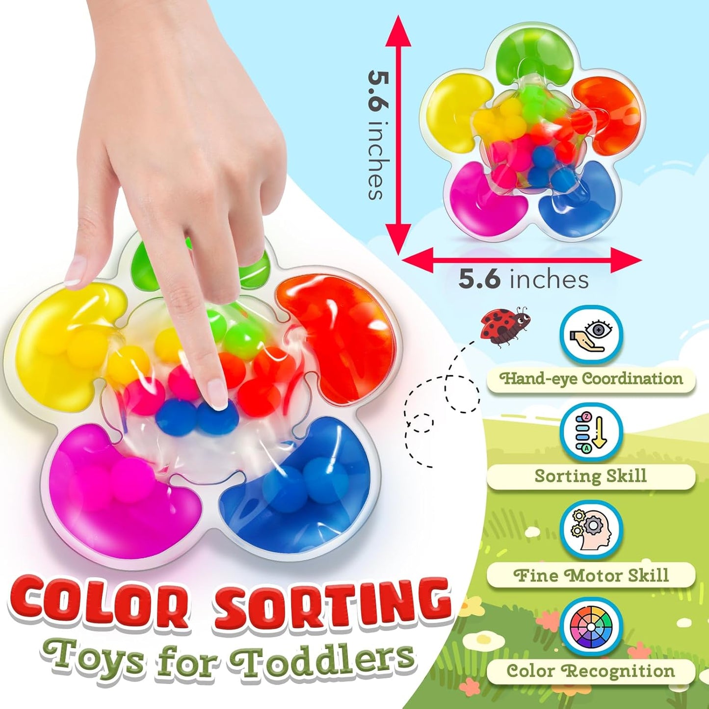 Colour Sorting Sensory Squishy Flower 顏色分類感官柔軟花玩具
