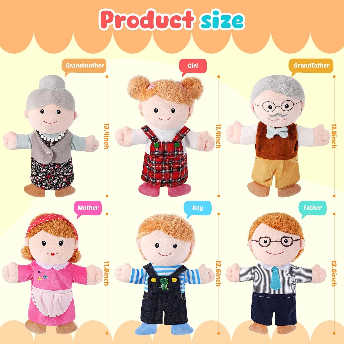 Family Puppet 30cm Set of 6 一家人家庭成員手偶 30cm六個套裝