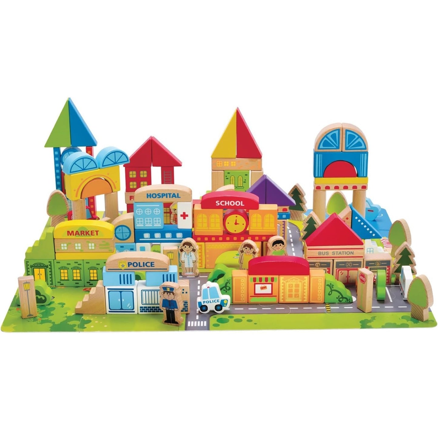 Hape Wooden Building Blocks with City Map 城市情景積木