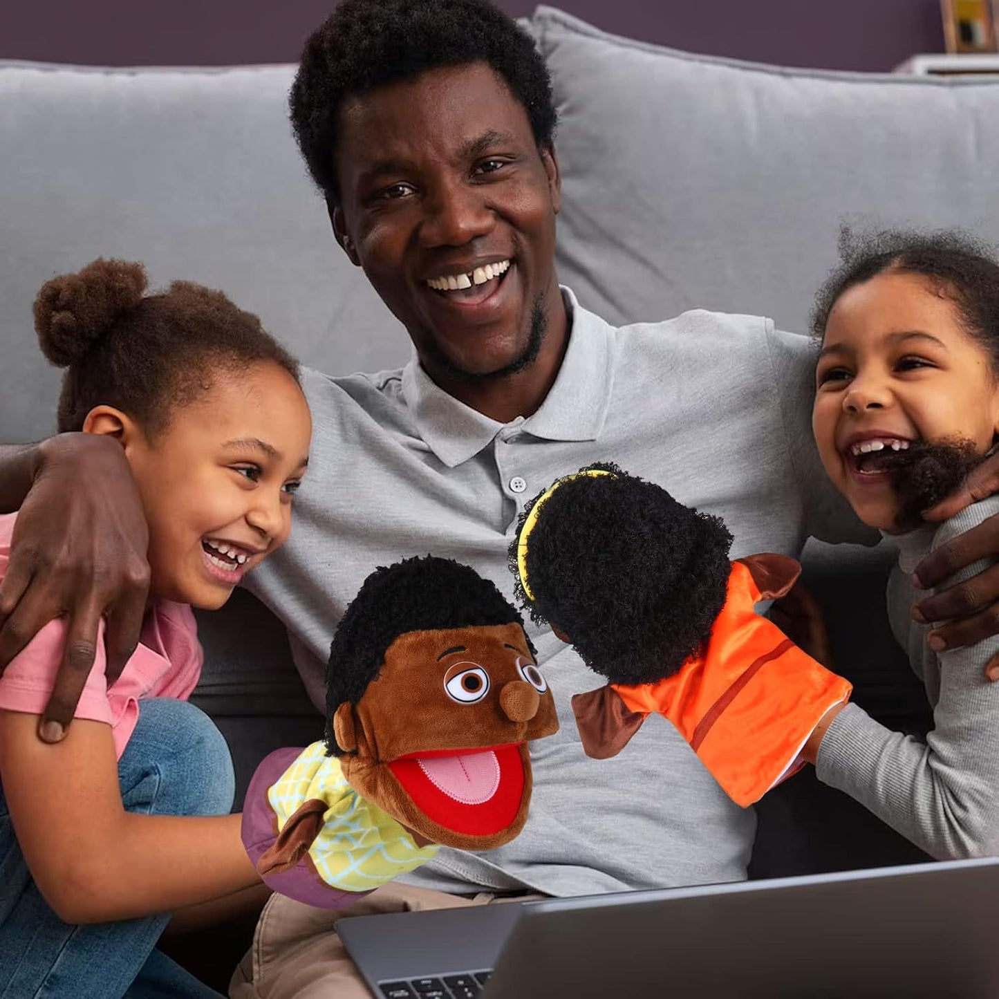 African Family Hand Puppets Set of 6 非洲家庭手偶 6 件套