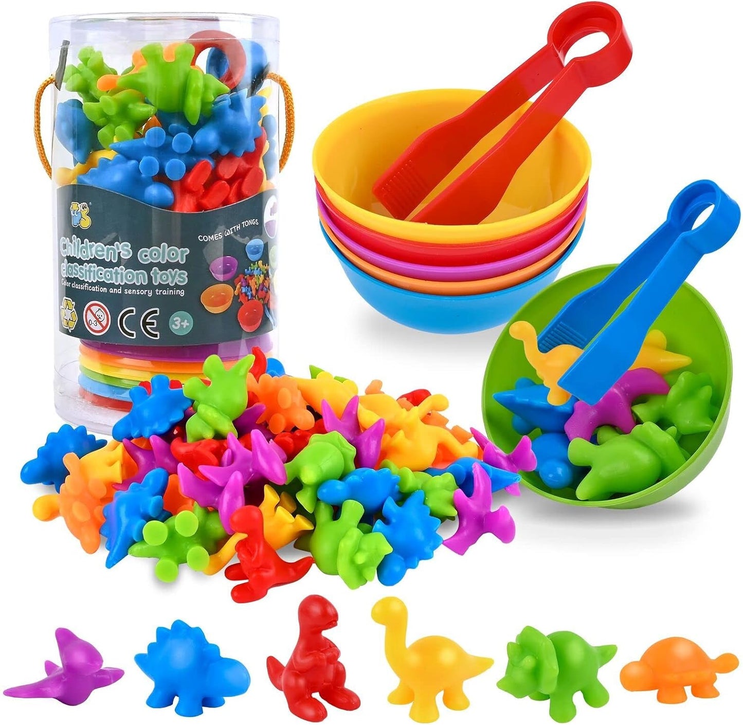 Rainbow Dinosaurs Sorting & Counting Game Set of 48 小恐龍顏色與數量排序數量遊戲套裝 48 件
