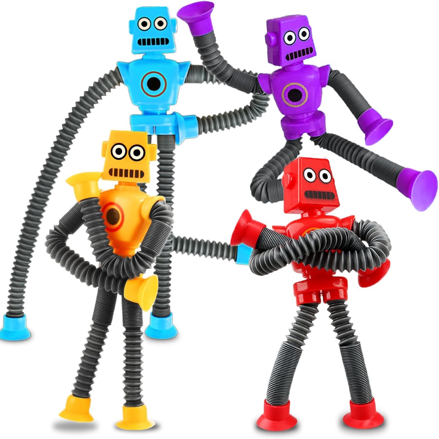 Fidget Sensory Telescope Suction Cup Robot Set of 4個 伸縮管吸盤機器人減壓玩具