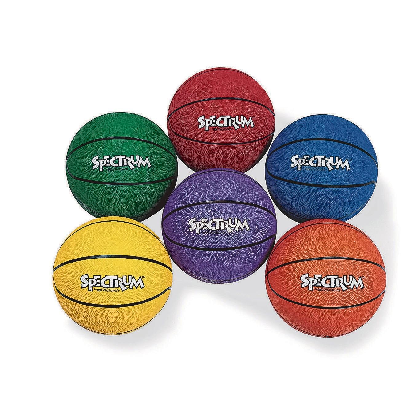 S&S Worldwide Spectrum 22cm Rubber Basketball Junior Set of 6色橡膠幼兒籃球套裝
