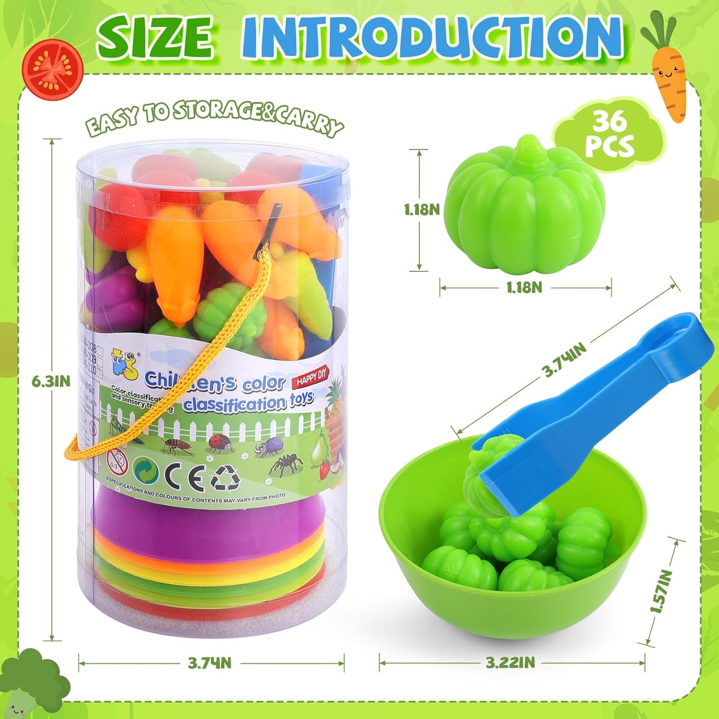 Rainbow Vegetable Sorting & Counting Game 蔬果顏色與數量排序數量遊戲套裝