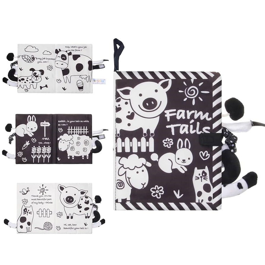Baby Black and White Tails Book 黑白動物尾巴布書