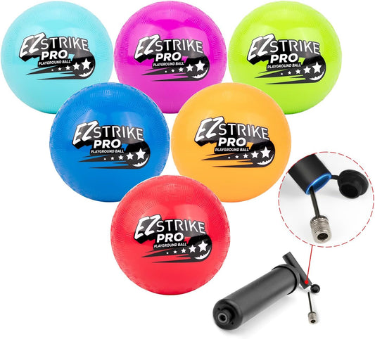EZStrike Pro Playground Ball Set of 6 with Hand Pump 兒童充氣彈力球套裝 6件裝 含手動氣泵