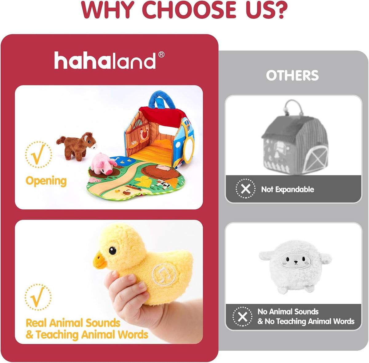 Baby Farm Plush Montessori Toy Set with Sounds Word嬰幼兒農場布偶蒙特梭利感官玩具 (6-12個月及1歲寶寶安撫益智玩具)