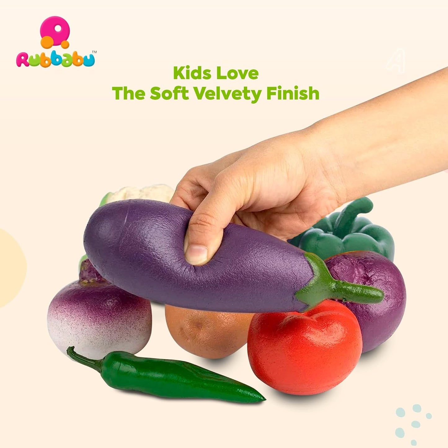 Rubbabu Interactive Realistic Vegetables Toys(8pcs) 幼兒安全蔬菜模擬組（8件套）