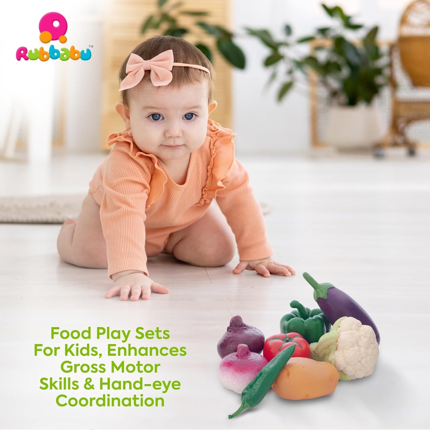 Rubbabu Interactive Realistic Vegetables Toys(8pcs) 幼兒安全蔬菜模擬組（8件套）