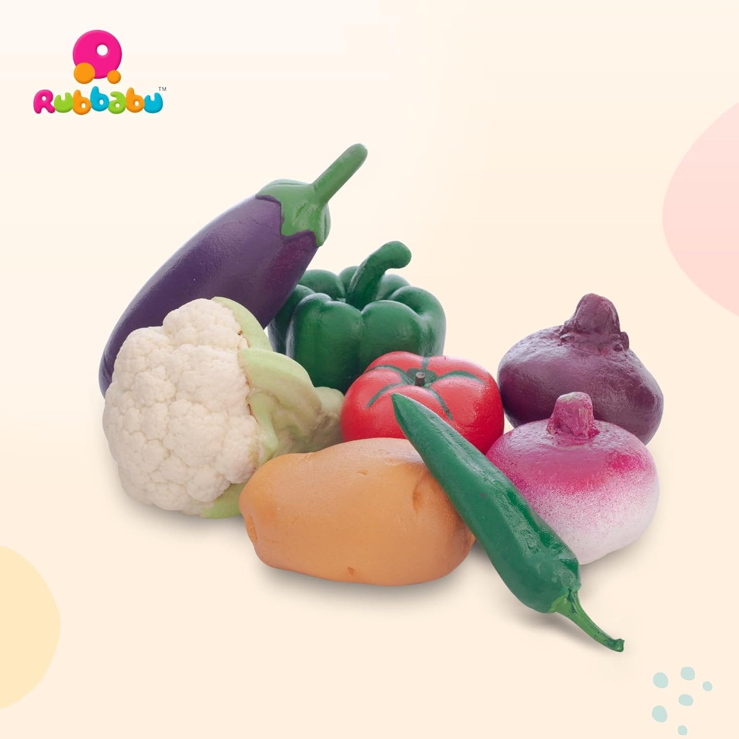 Rubbabu Interactive Realistic Vegetables Toys(8pcs) 幼兒安全蔬菜模擬組（8件套）