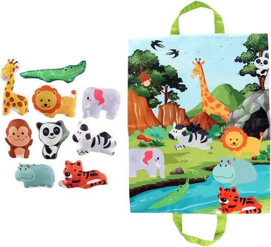 Soft Animals Set with Multifunctional Play Mat 布綿製動物寶寶 配多功能遊戲墊
