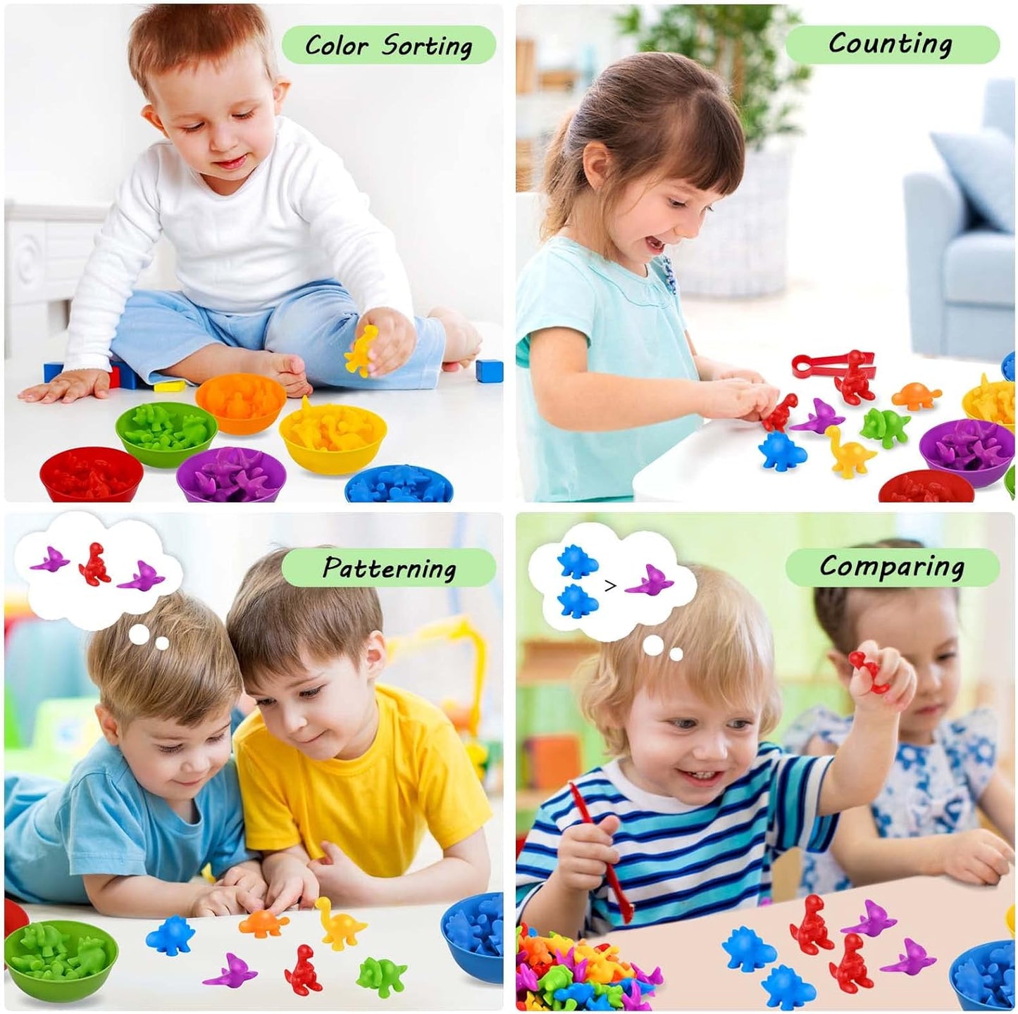 Rainbow Dinosaurs Sorting & Counting Game Set of 48 小恐龍顏色與數量排序數量遊戲套裝 48 件