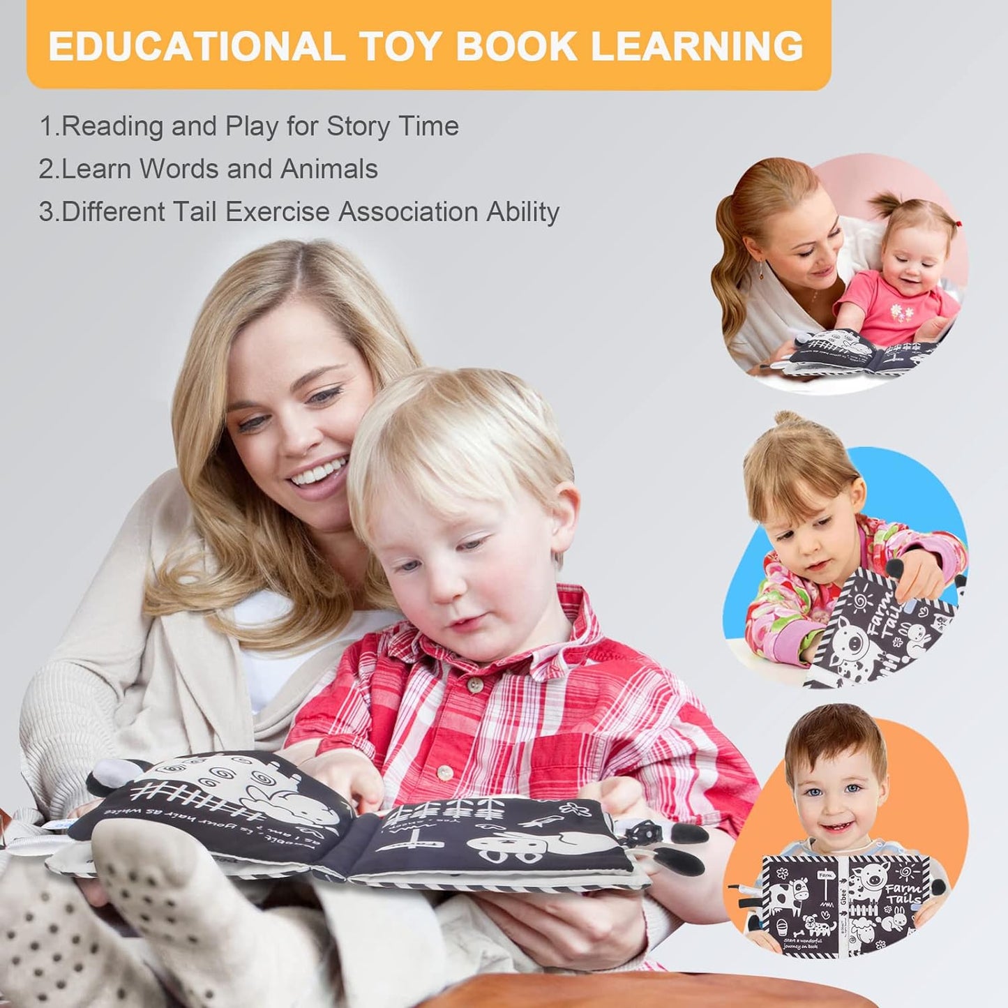 Baby Black and White Tails Book 黑白動物尾巴布書