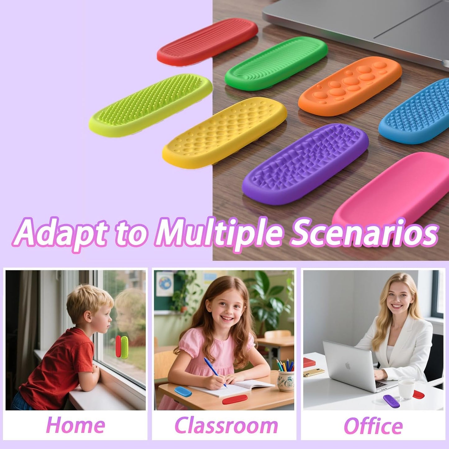 Fidget Sensory Calm Strips Finger Rubbing Toys Set of 8個 長條型感官刮刮樂減壓玩具