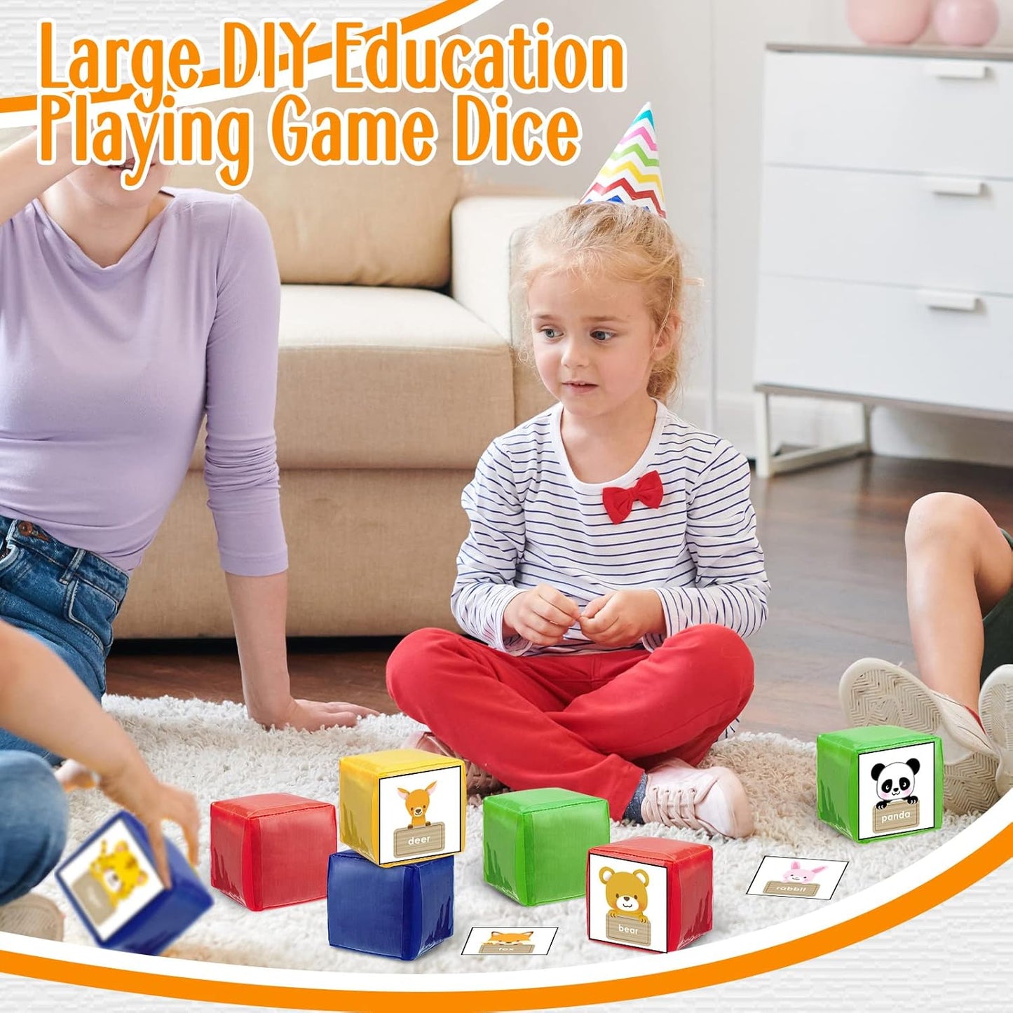 Customizable Foam Dice Clear Pocket Sensory Cubes 感官教學泡沫方塊骰子 透明口袋設計