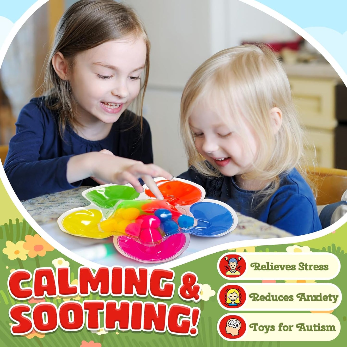 Colour Sorting Sensory Squishy Flower 顏色分類感官柔軟花玩具