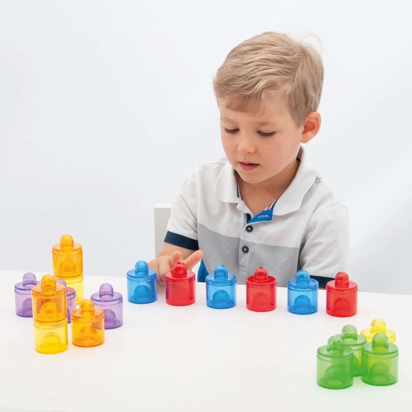 Rainbow Translucent Colour Sorting Pot Set of 18個 彩虹透光顏色配對疊疊罐套裝