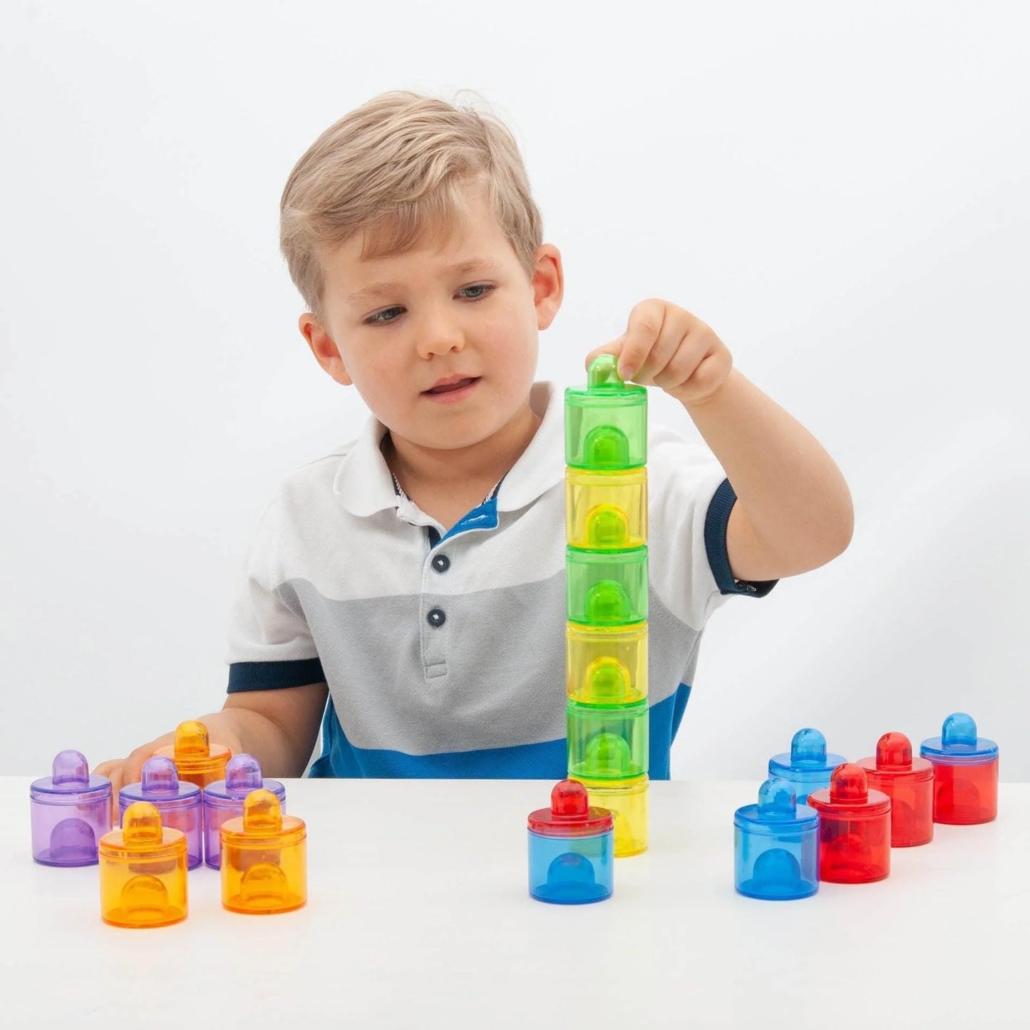 Rainbow Translucent Colour Sorting Pot Set of 18個 彩虹透光顏色配對疊疊罐套裝