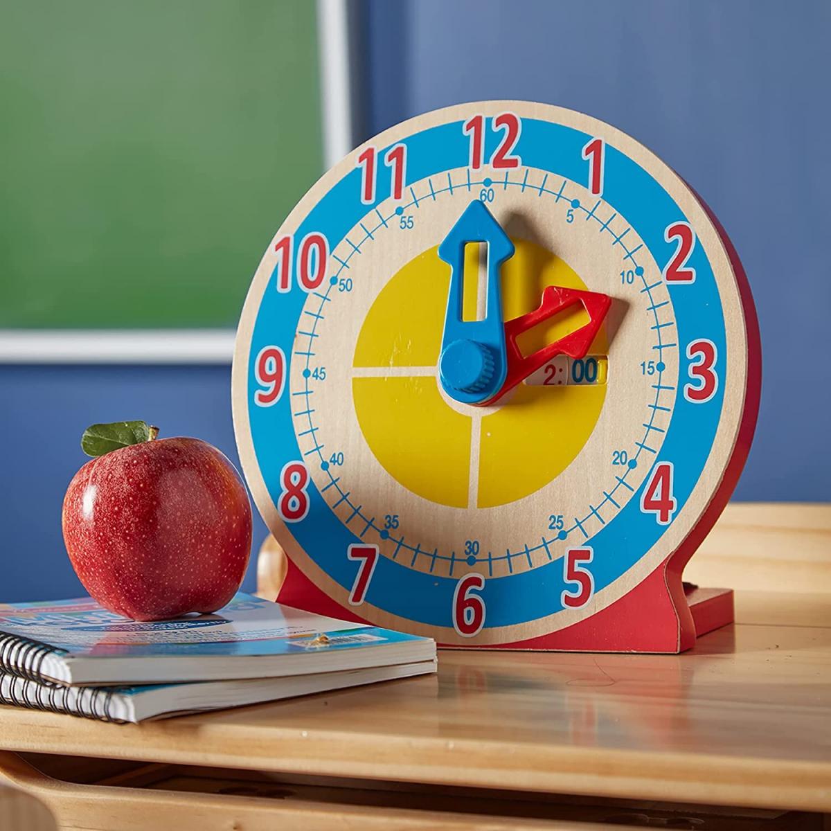 Melissa & Doug Turn & Tell Wooden Learning Clock with Learning Card 木製 ...