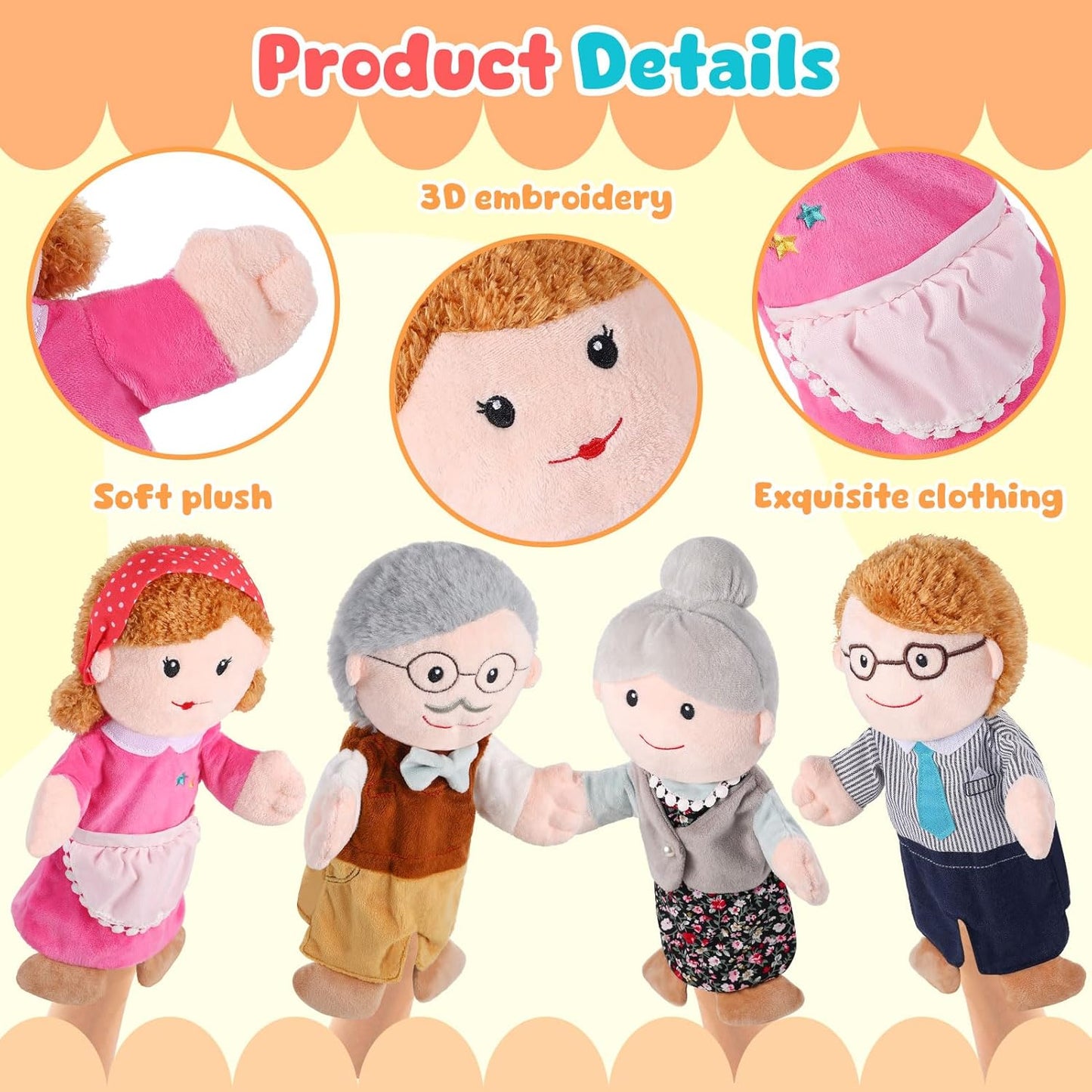 Family Puppet 30cm Set of 6 一家人家庭成員手偶 30cm六個套裝