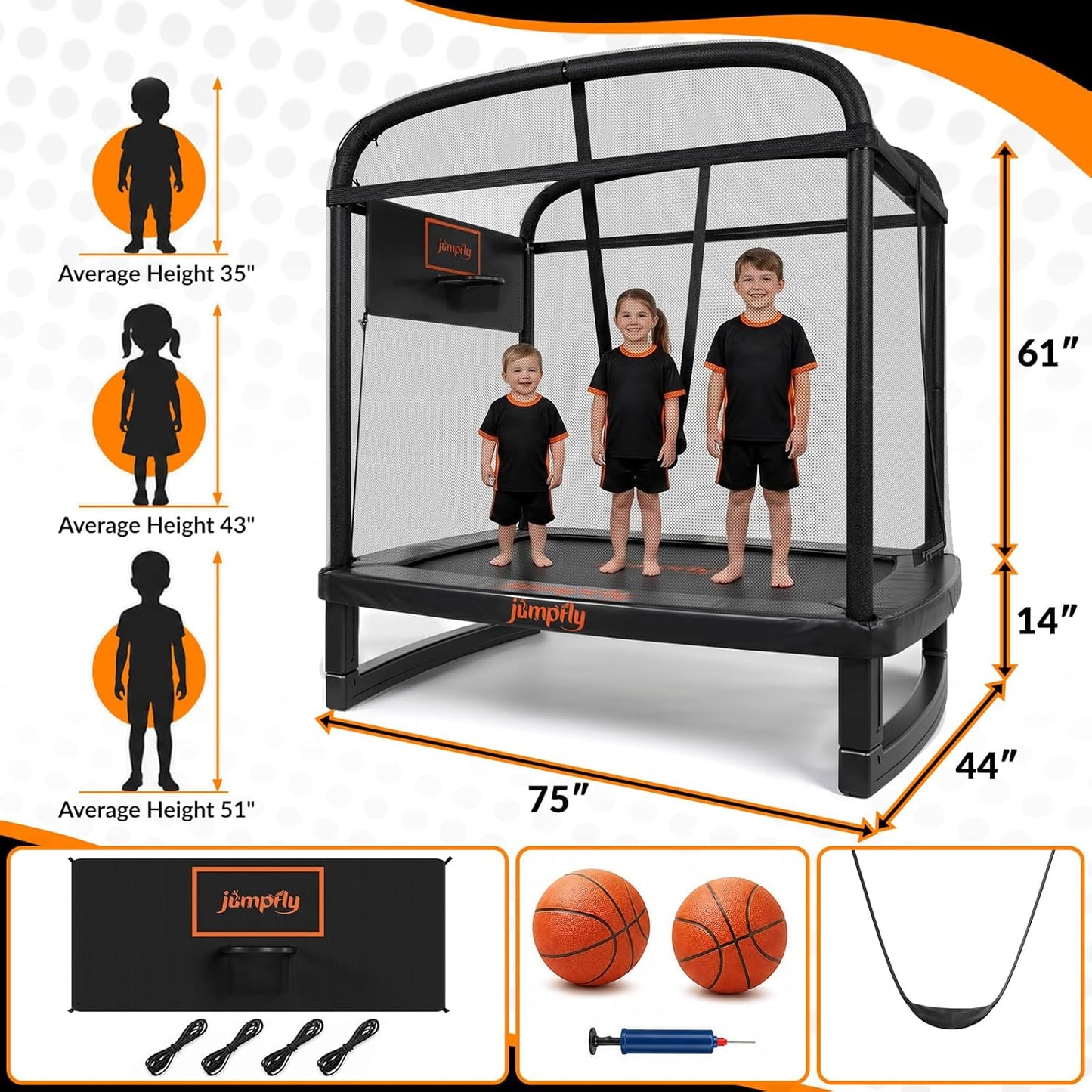 6FT Rectangle Trampoline for Kids ASTM Approved with on-site Installation 6呎長方形兒童多功能彈床 通過 ASTM 安全認證 包含上門安裝