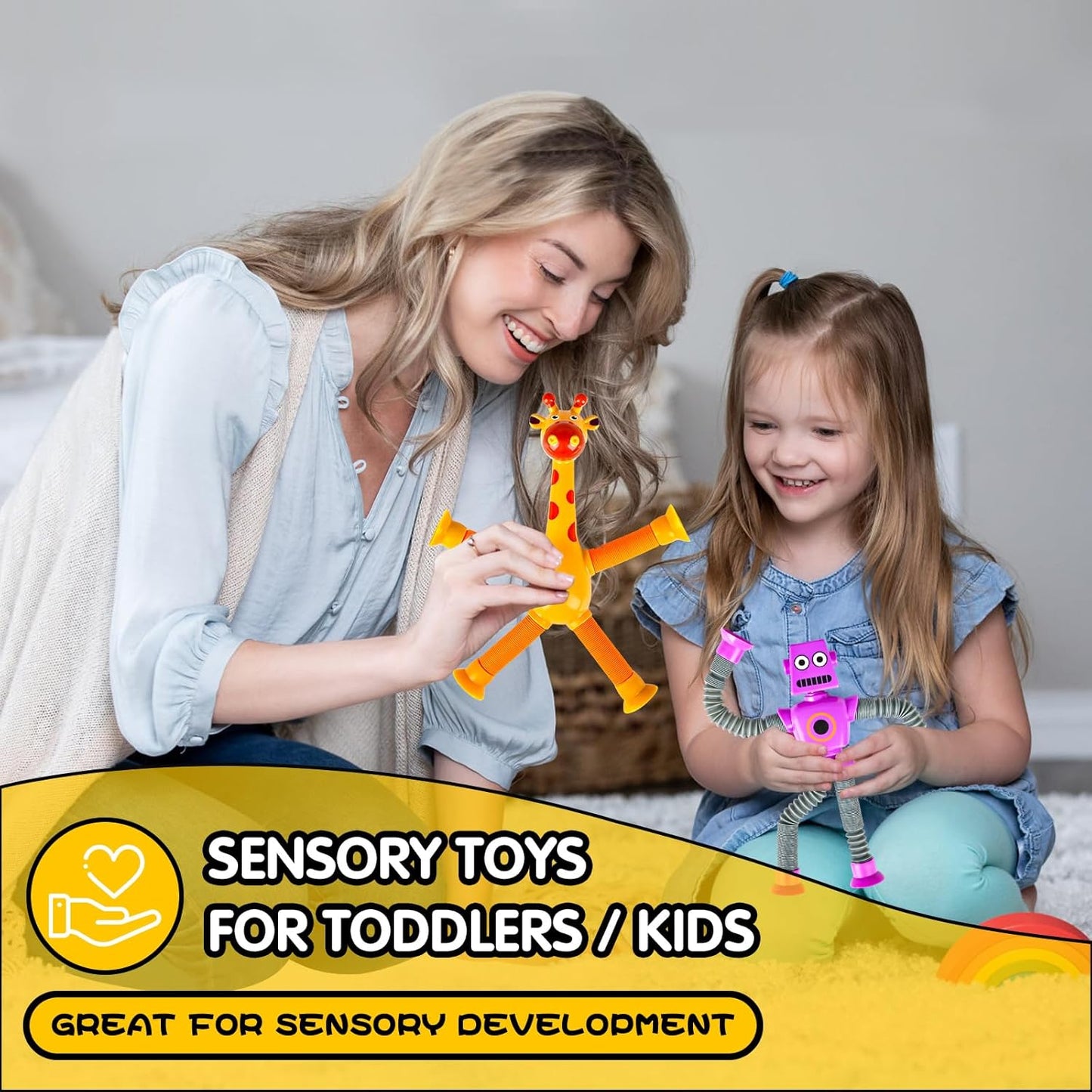 Fidget Sensory Telescope Suction Cup Robot Set of 4個 伸縮管吸盤機器人減壓玩具