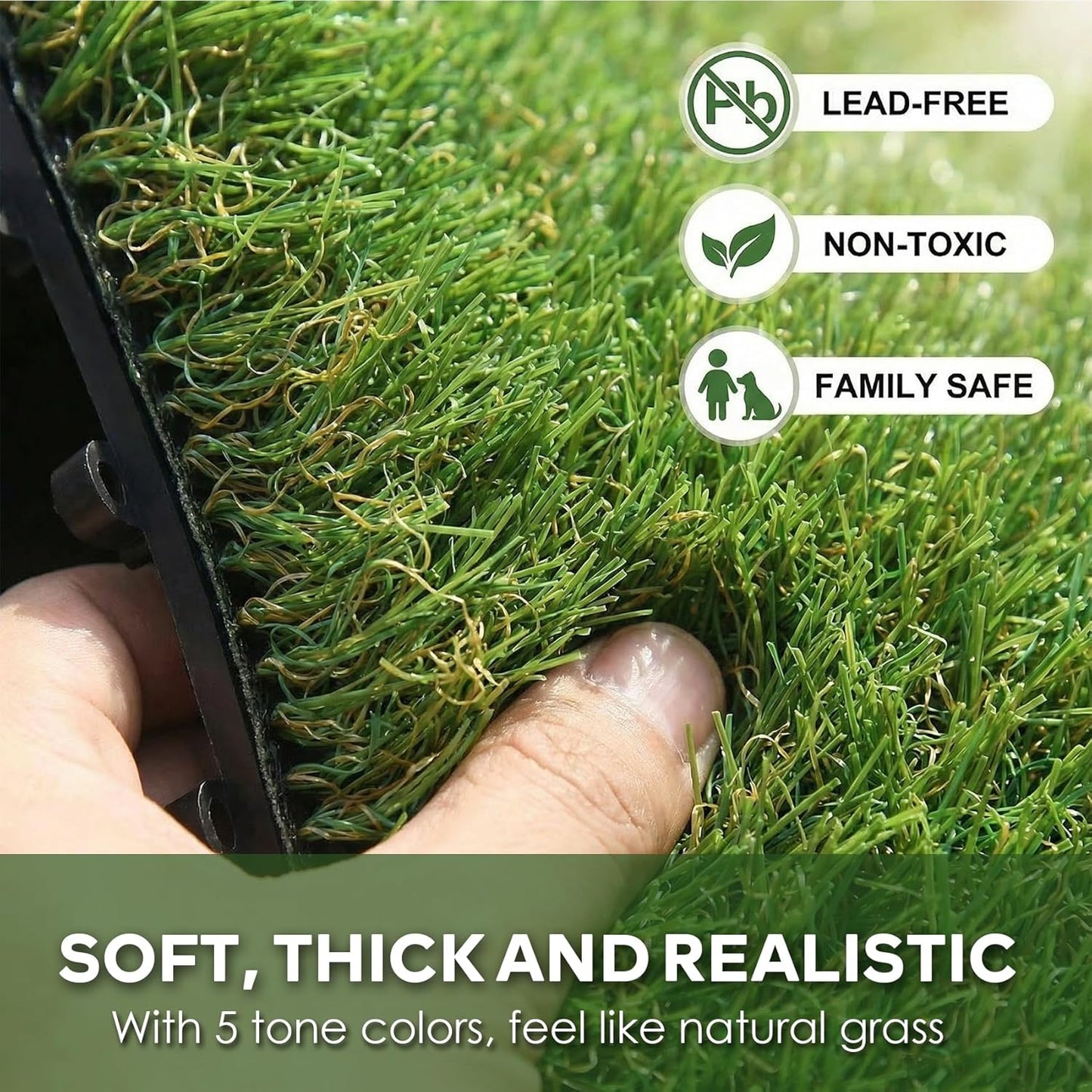 Artificial Grass Turf Interlocking Deck Tiles 30x30cm Set of 9