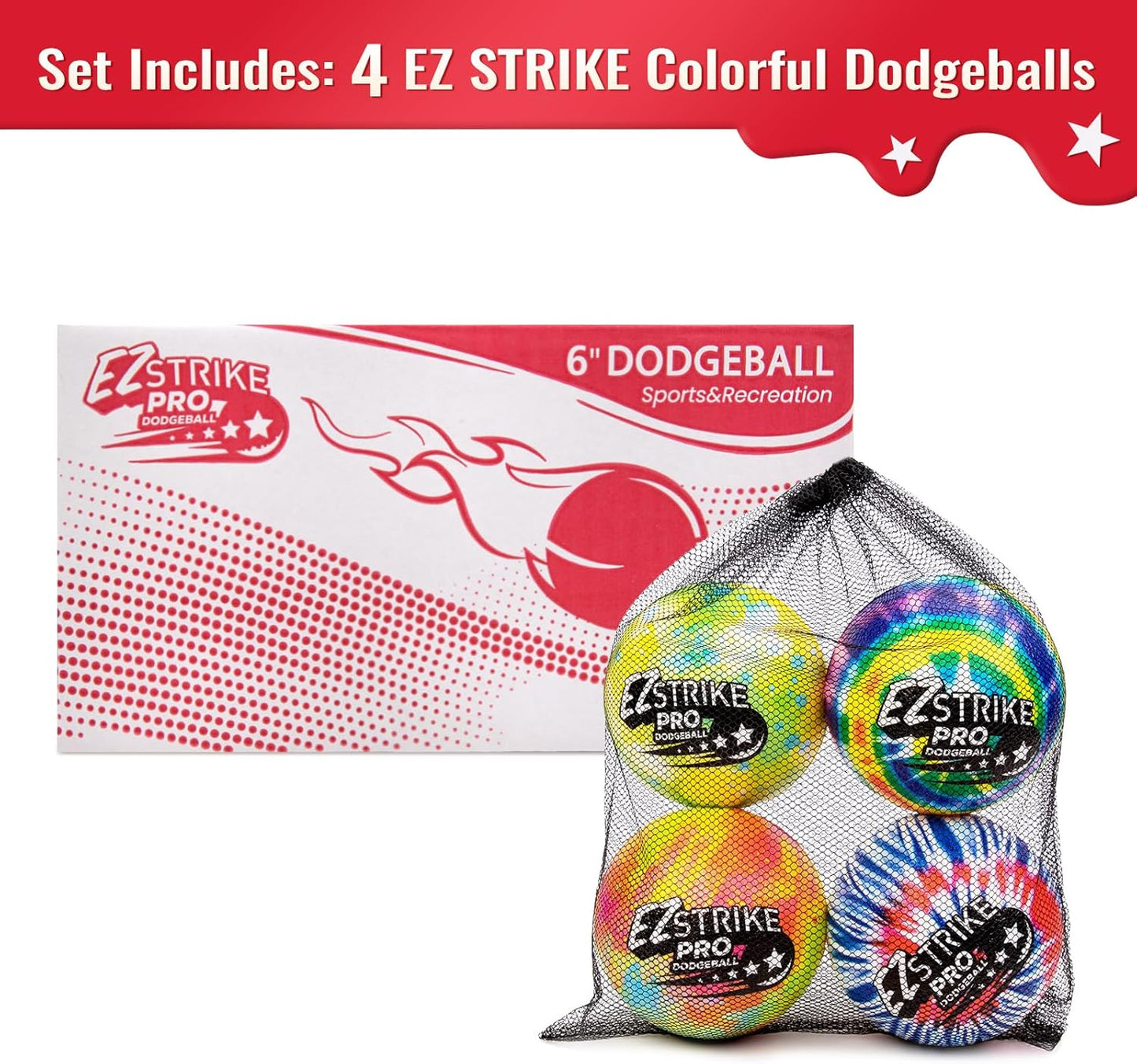 EZStrike Pro 6" Dodgeball Set of 4個套裝 專業發泡膠閃避球套裝 6吋
