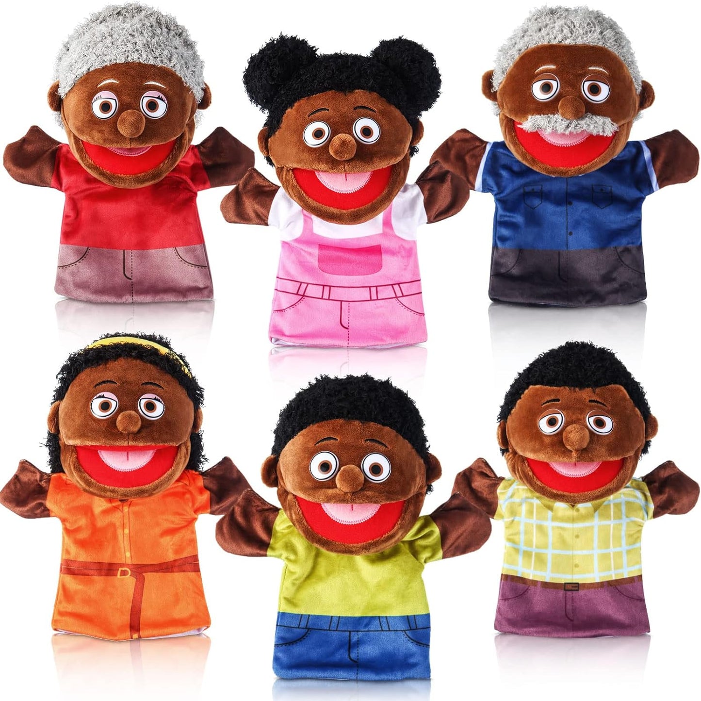 African Family Hand Puppets Set of 6 非洲家庭手偶 6 件套