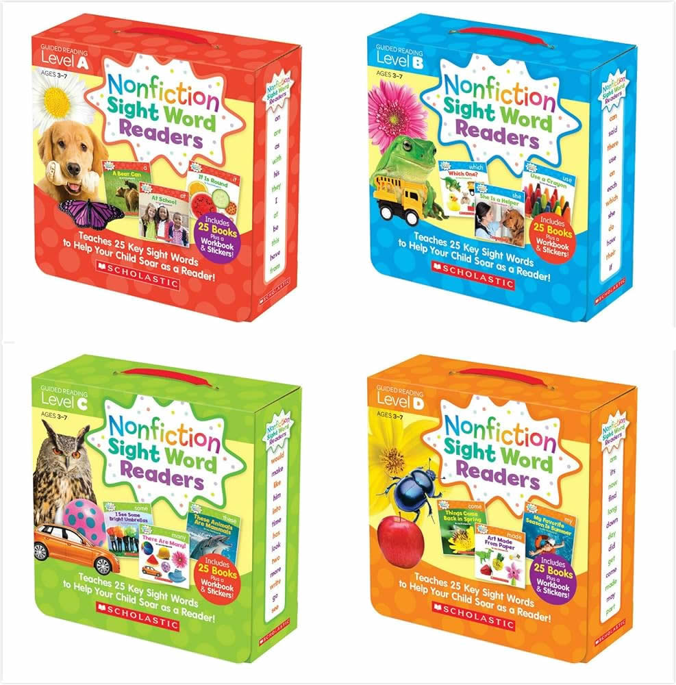 Scholastic Nonfiction Sight Word Reader Set of 25 Book with Workbook, Audio CD & Sticker