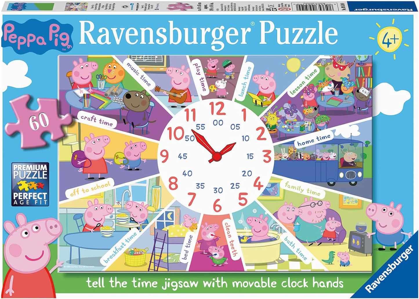 Ravensburger Puzzle Peppa Pig Tell The Time Jigsaw with Moveable Clock Hands 小豬佩奇學習時間拼圖