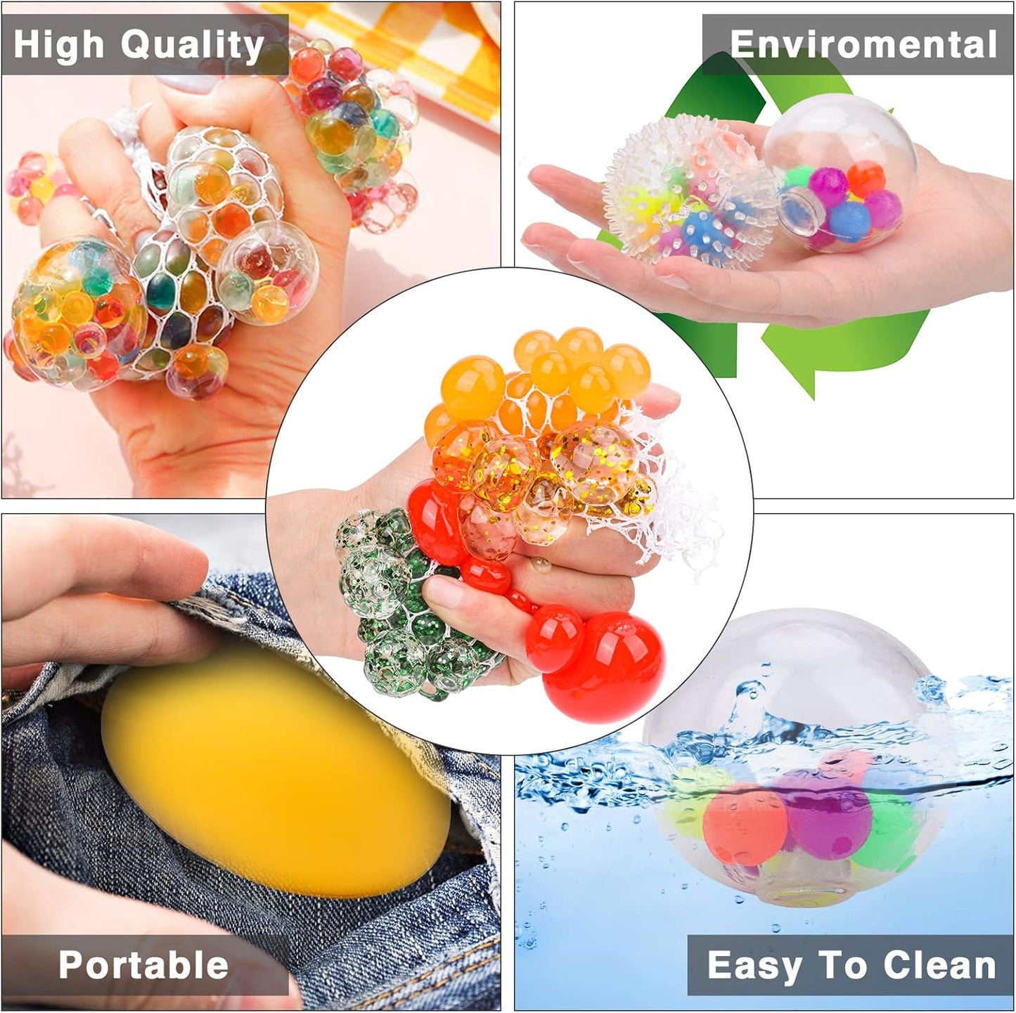 Sensory Fidget Squeezy Stress Ball Style & Color Random Set of 12 捏捏舒壓減壓球12個套裝 (款式及顏色隨機)