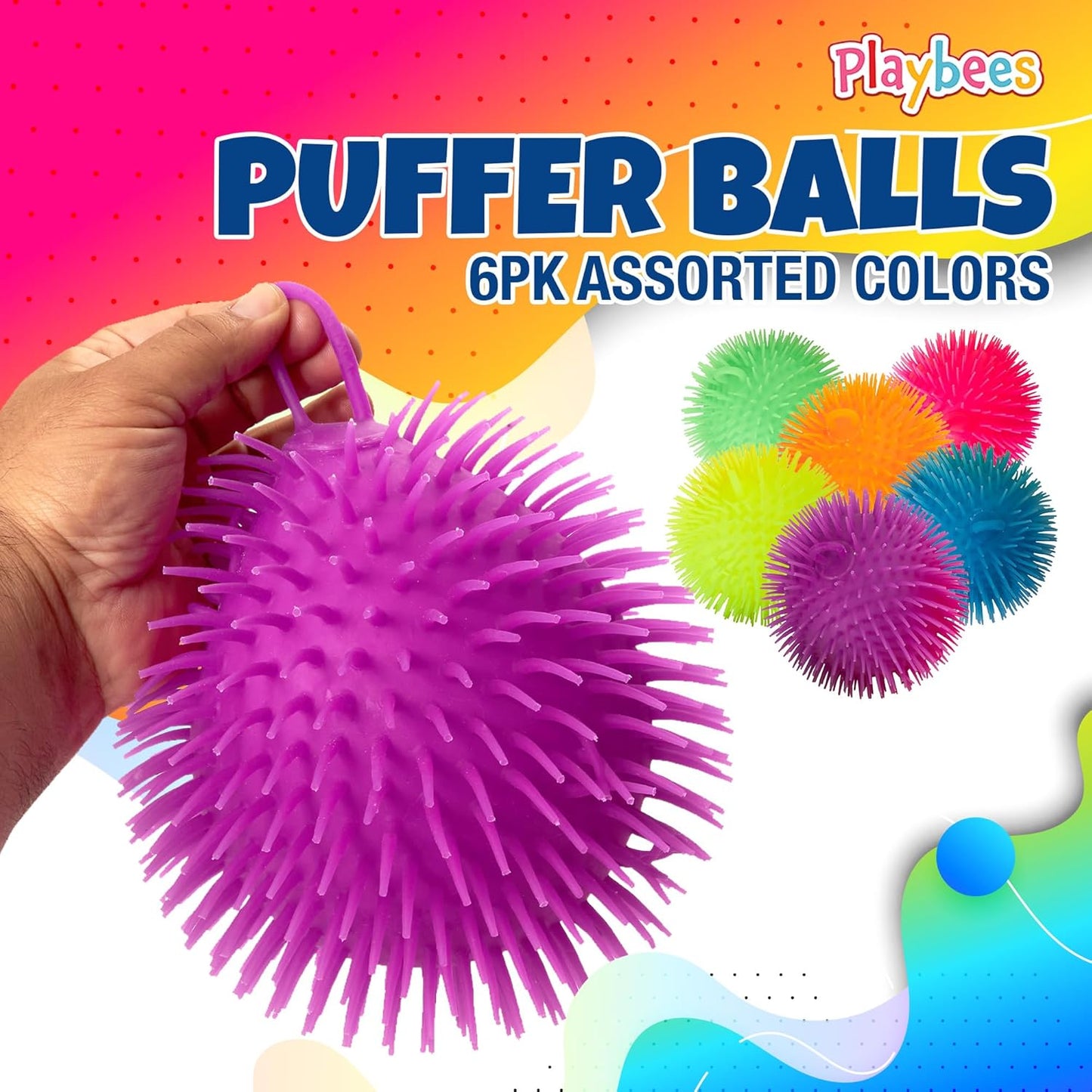 Fidget Sensory Soft Spiky Puffer Balls Assorted Colors Set of 5 Color 5個 軟刺河豚球感官減壓玩具 顏色隨機
