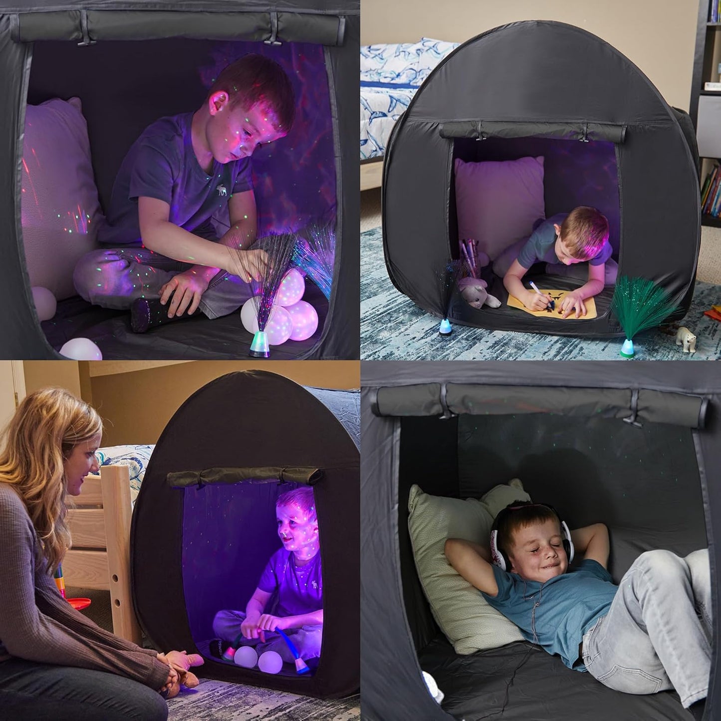 Blackout Sensory Tent - Calming Safe Haven & Dark Den for Kids 兒童避靜全黑感官帳篷