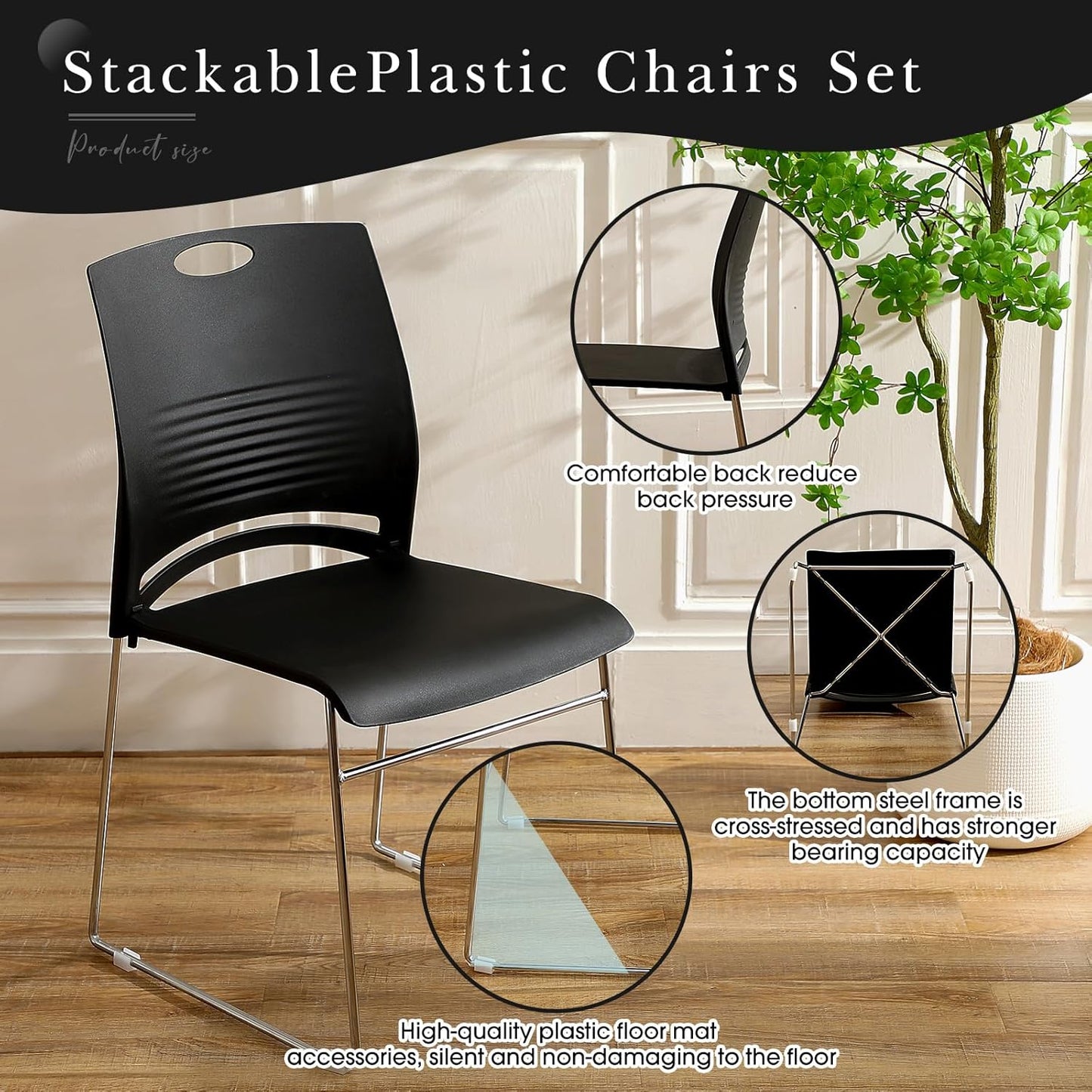 Charles Strive Stackable Chair Set of 4 疊放式雪橇底座塑膠椅 4張套裝