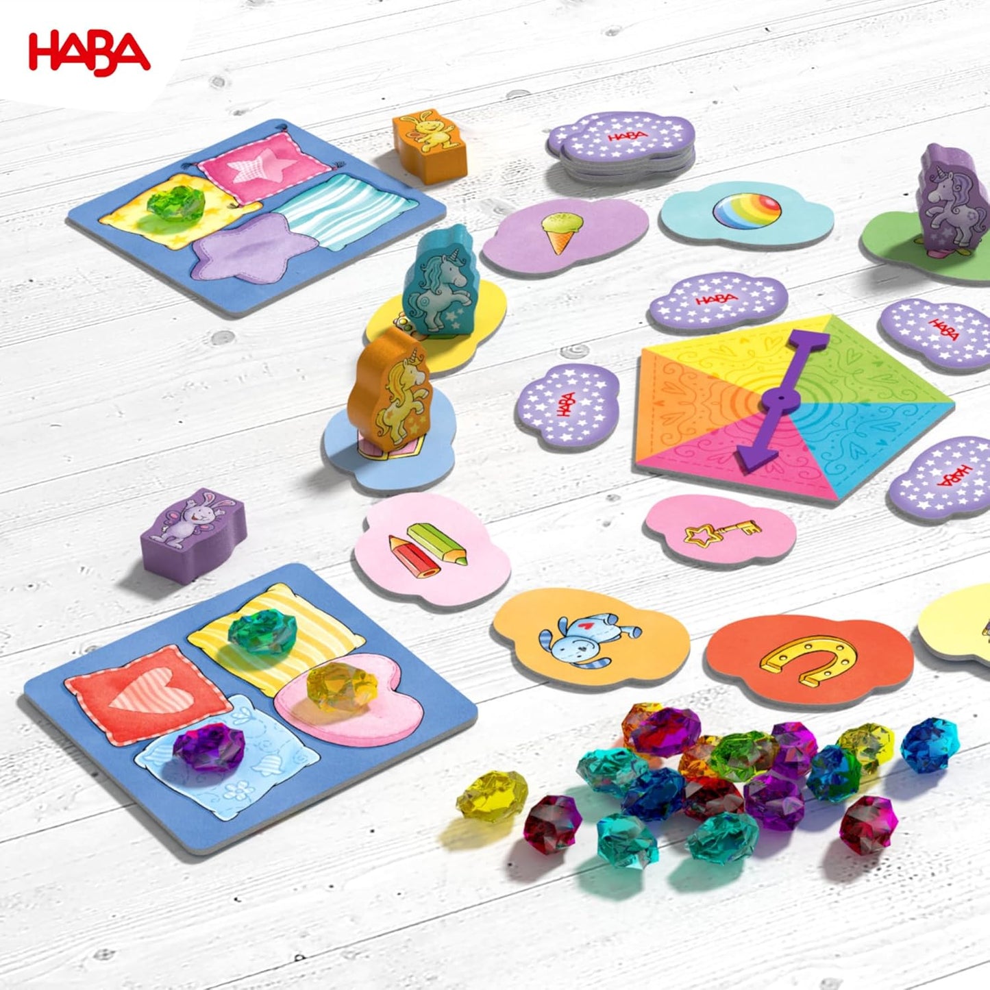 Haba 2010879001 Unicorn Glitterluck Game Collection  (9 Varied Dice, Board & Card Games)  獨角獸閃閃幸運遊戲合集(9 種不同的骰子、棋盤和紙牌遊戲)