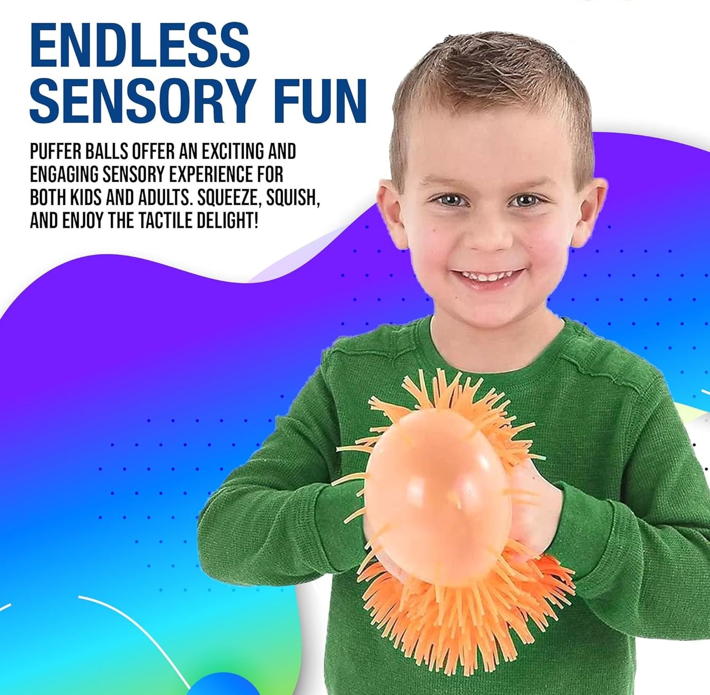Fidget Sensory Soft Spiky Puffer Balls Assorted Colors Set of 5 Color 5個 軟刺河豚球感官減壓玩具 顏色隨機