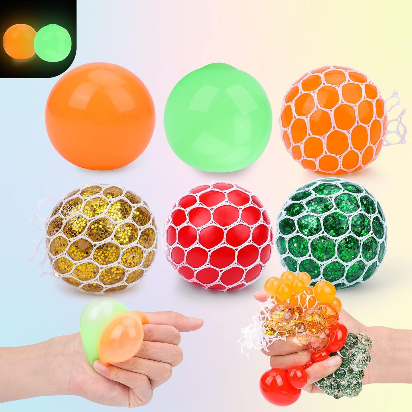 Sensory Fidget Squeezy Stress Ball Style & Color Random Set of 12 捏捏舒壓減壓球12個套裝 (款式及顏色隨機)