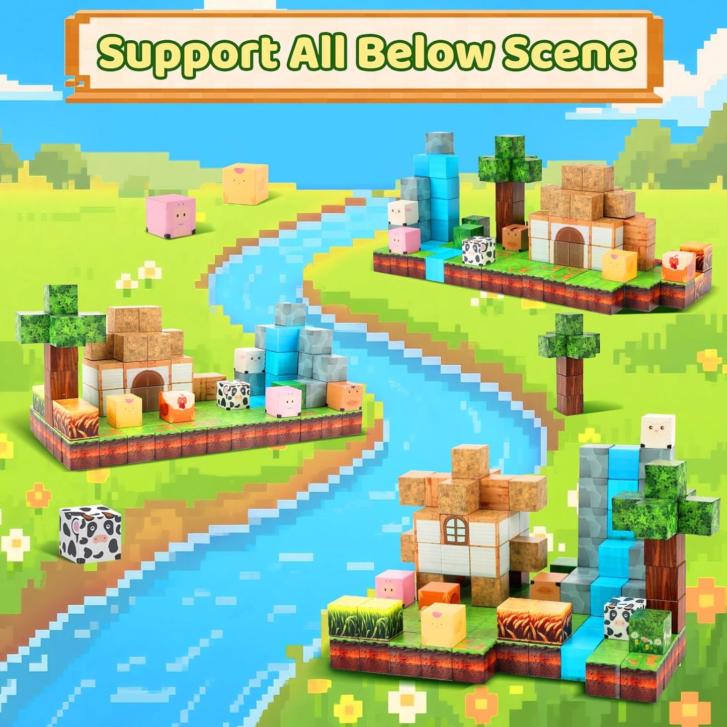 2CM Magnetic Building Blocks Toy Farm Set of 138 塊農場套裝