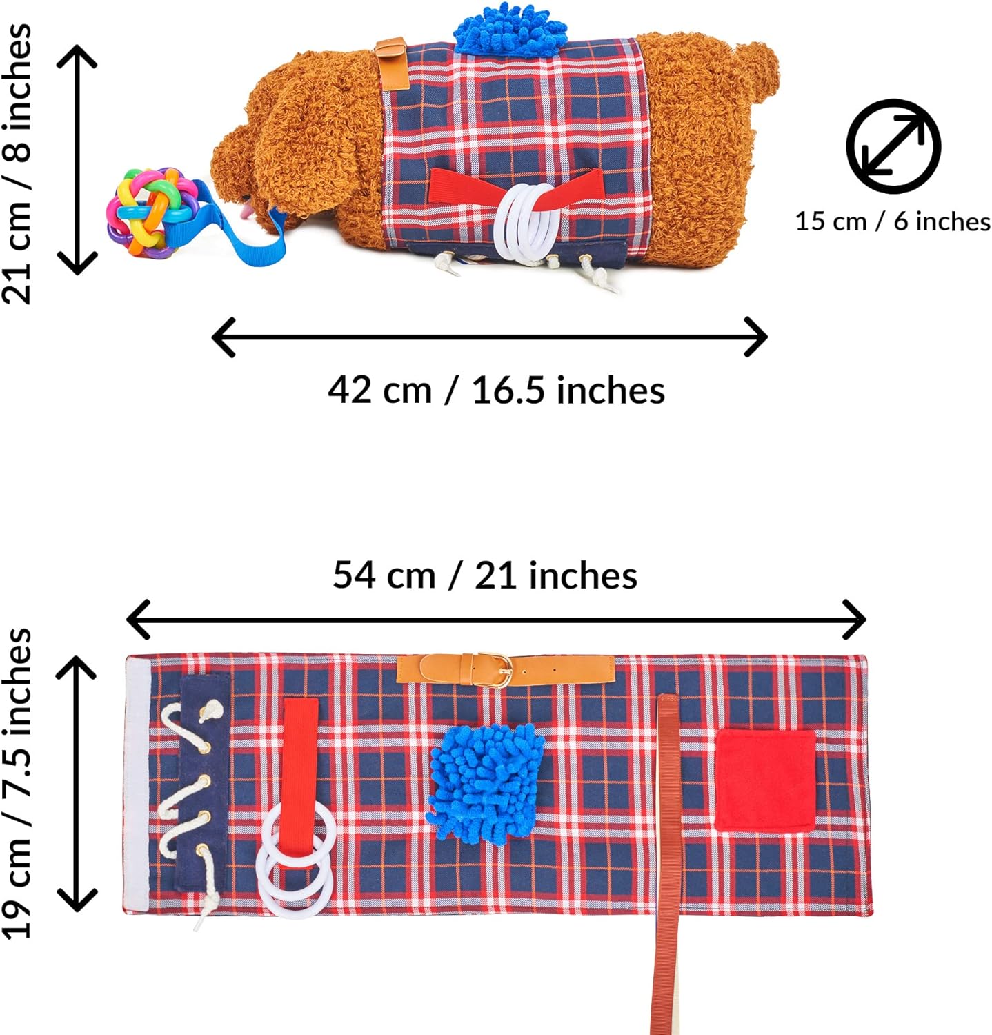 2-in-1 Sensory Fidget Muff Blanket Brown Puppy Calming Activities for Dementia and Alzheimer’s Support 二合一感官保暖手筒與失智症活動毯