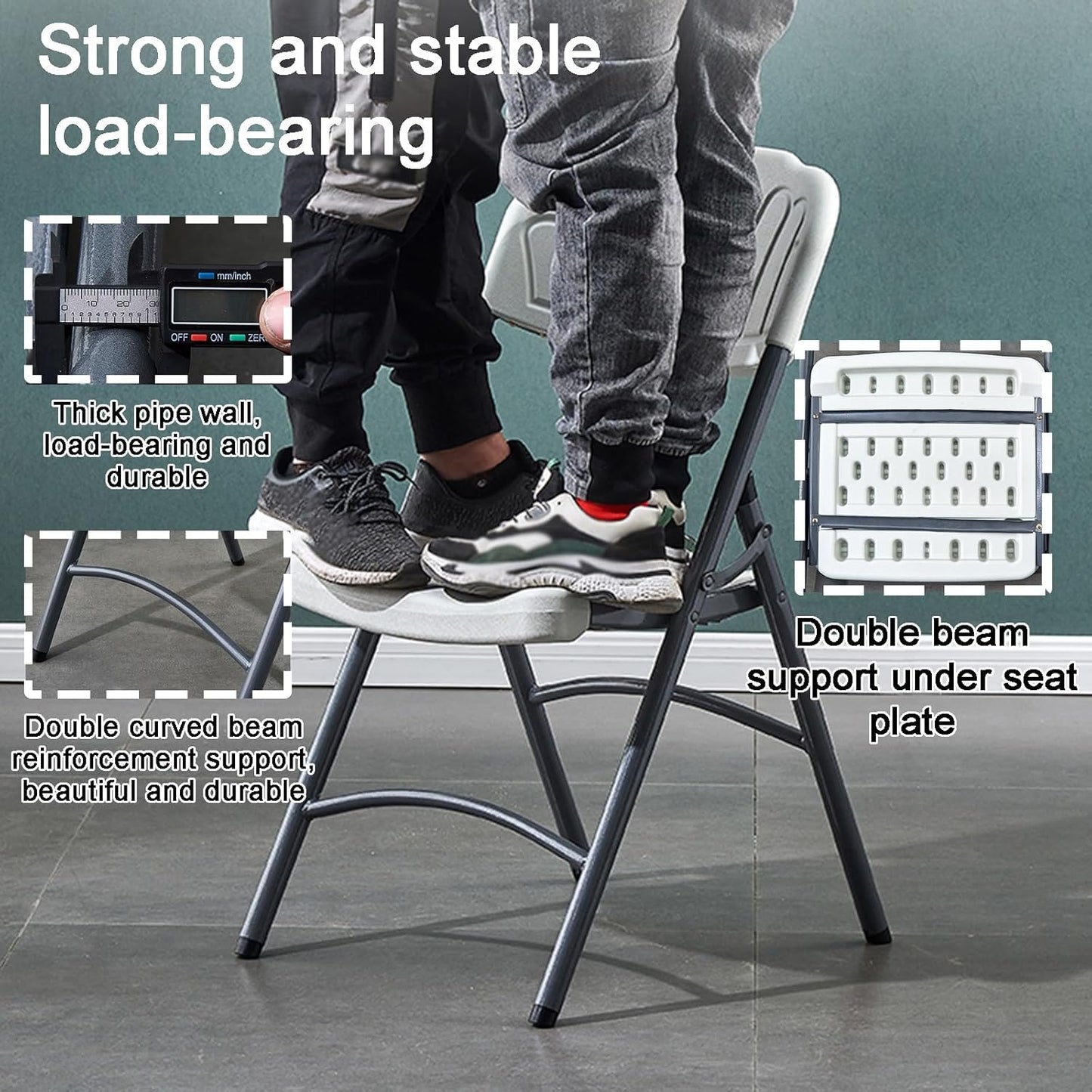 KC Comfy Plastic Folding Chairs for Indoor and Outdoor