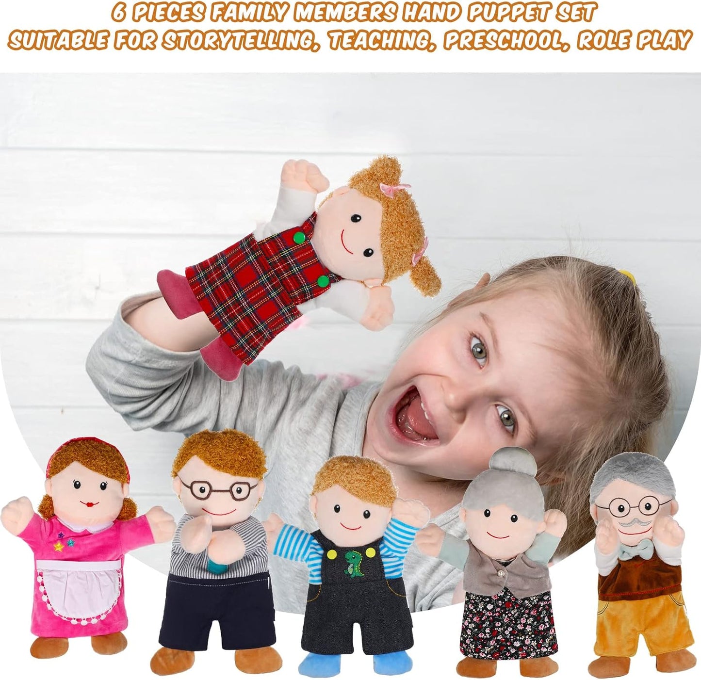 Family Puppet 30cm Set of 6 一家人家庭成員手偶 30cm六個套裝
