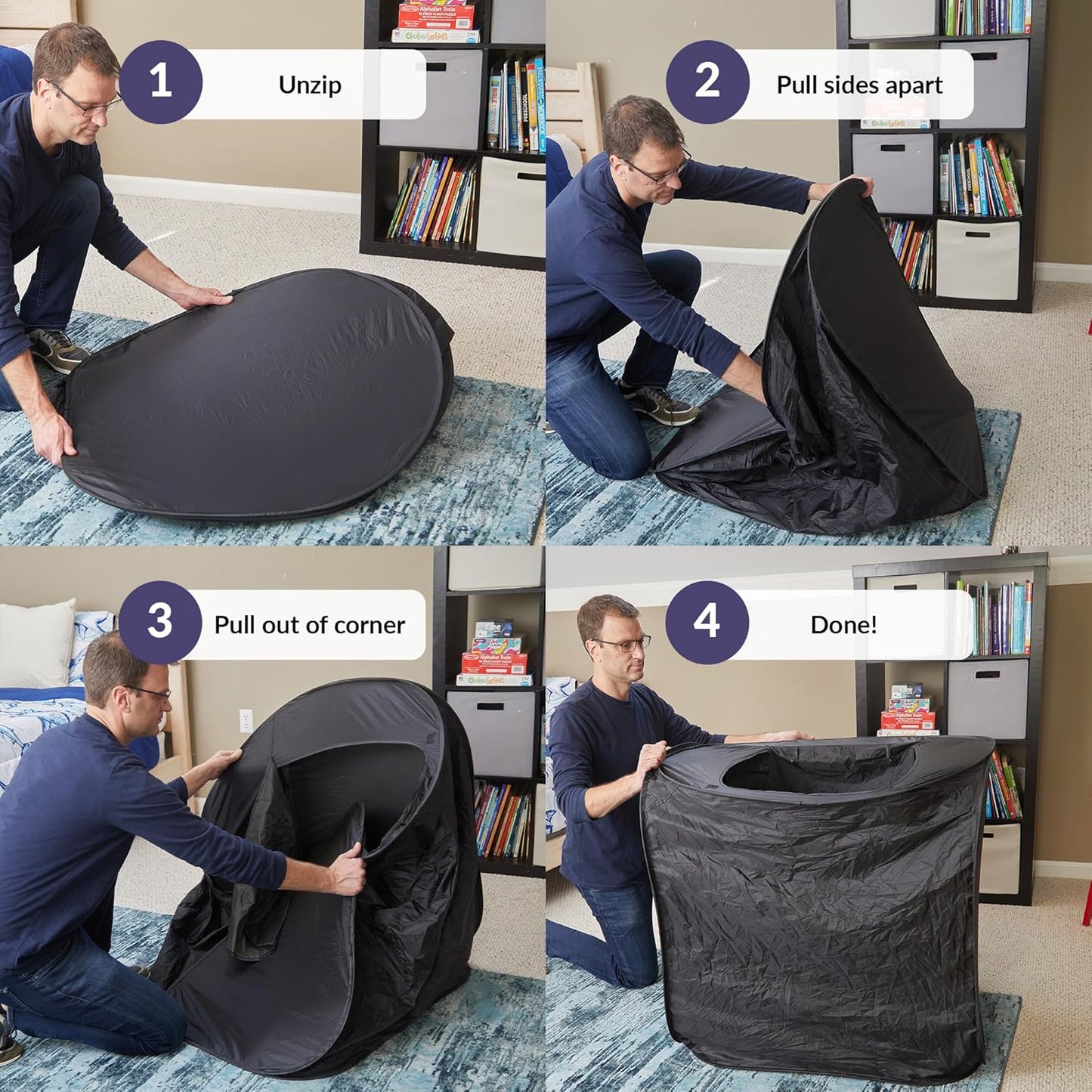 Blackout Sensory Tent - Calming Safe Haven & Dark Den for Kids 兒童避靜全黑感官帳篷