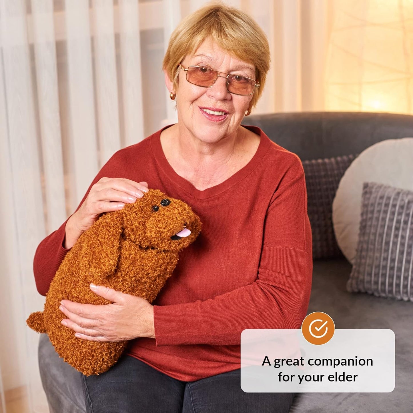 2-in-1 Sensory Fidget Muff Blanket Brown Puppy Calming Activities for Dementia and Alzheimer’s Support 二合一感官保暖手筒與失智症活動毯