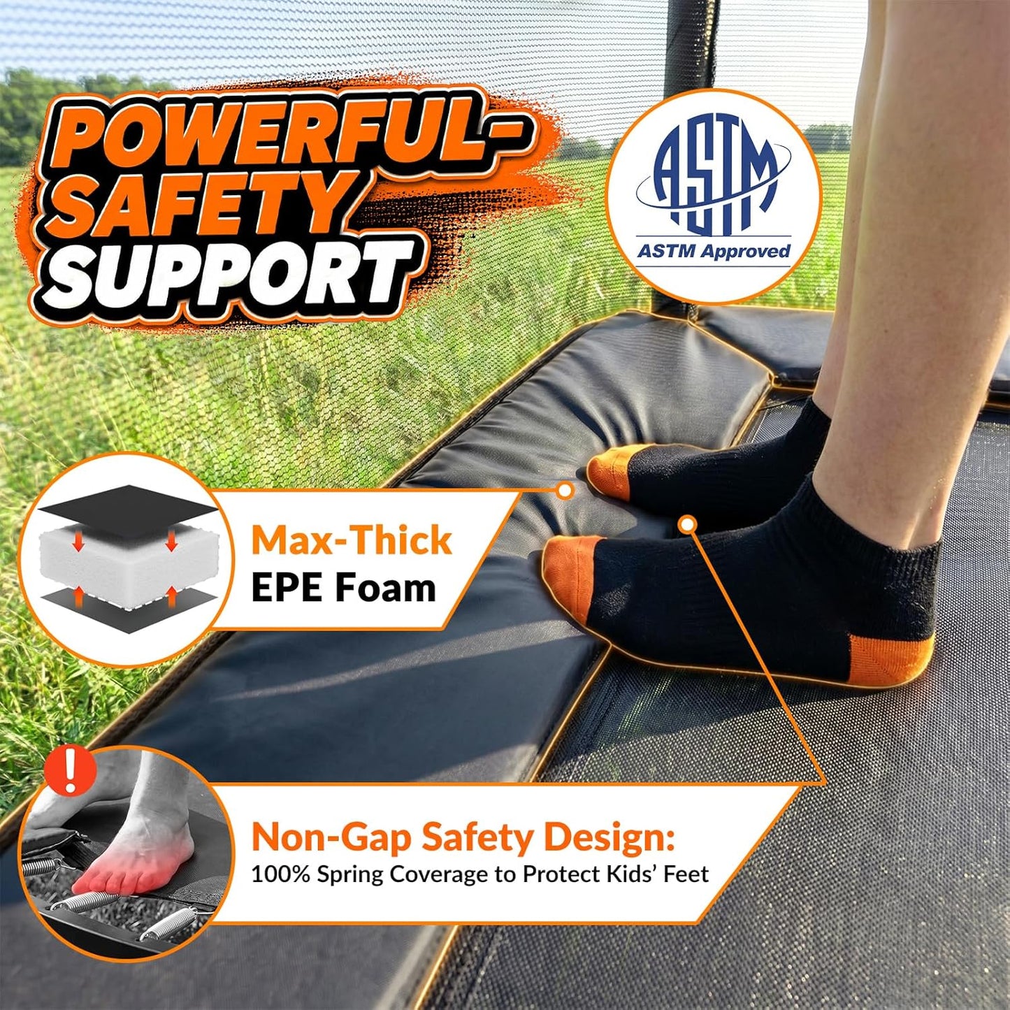 6FT Rectangle Trampoline for Kids ASTM Approved with on-site Installation 6呎長方形兒童多功能彈床 通過 ASTM 安全認證 包含上門安裝