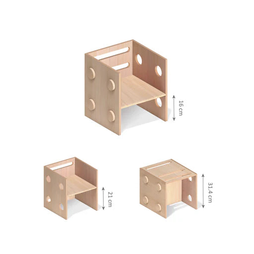 GAM PLURIPIU 2 in 1 Stackable Multipurpose Toddler Chair-Cabinet 2合1 可疊高多功能木制椅子儲物架 Age 0-3