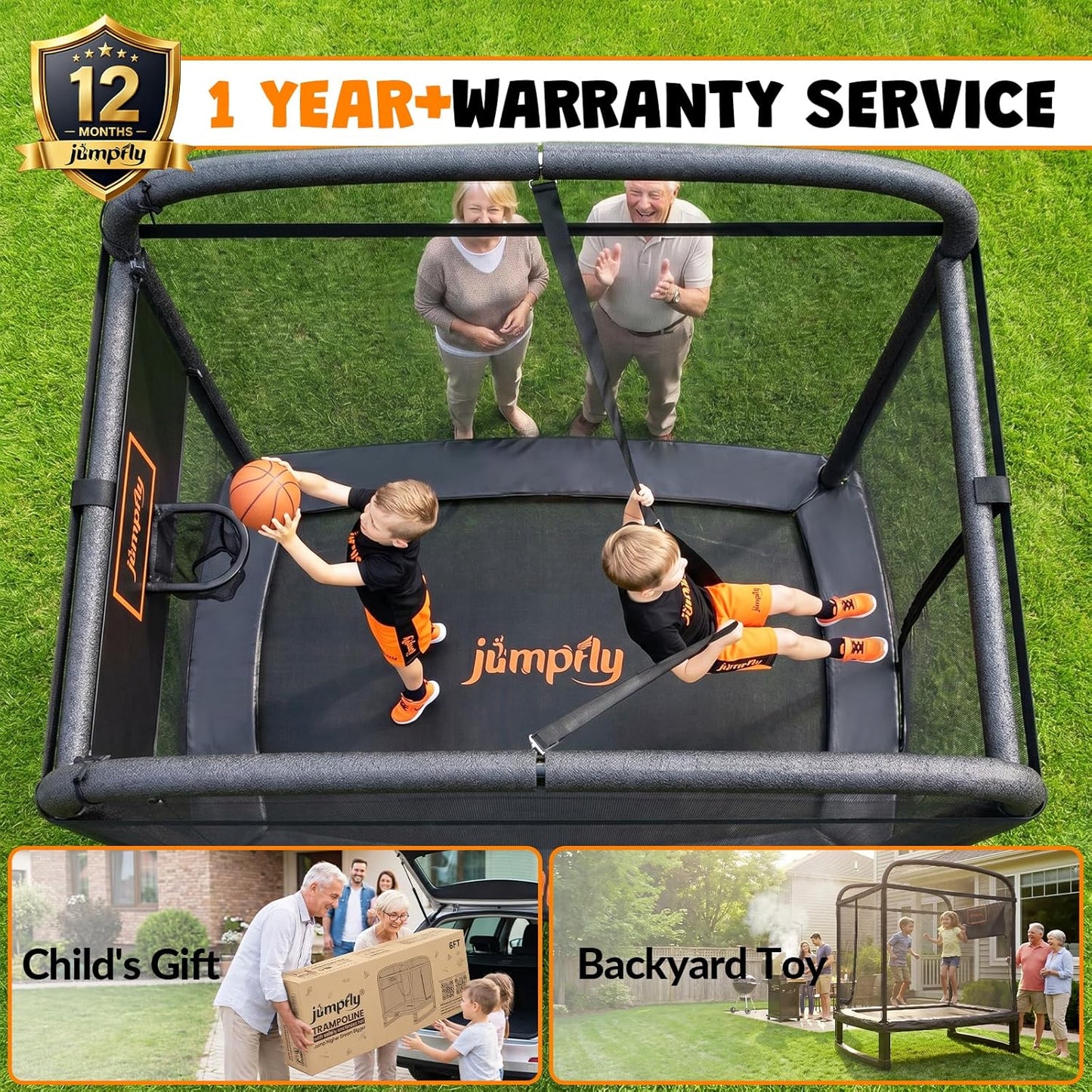 6FT Rectangle Trampoline for Kids ASTM Approved with on-site Installation 6呎長方形兒童多功能彈床 通過 ASTM 安全認證 包含上門安裝